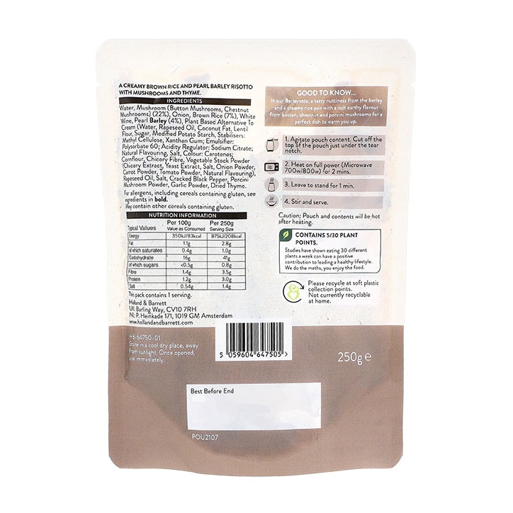 Holland & Barrett Mushroom Barleyotto 250g